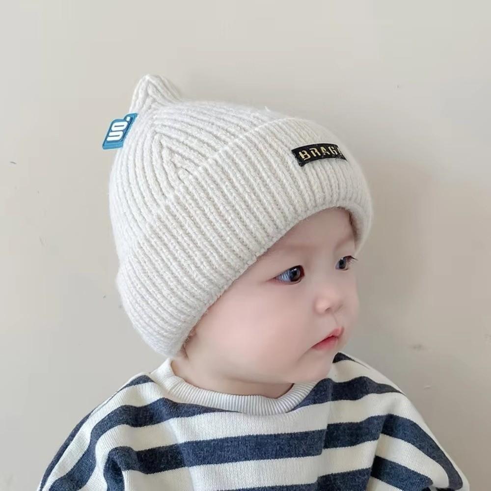 Cute Letter Newborn Knitted Hat Winter Warm Infant Kids Ear Protection Hats New Baby Beanie Cap