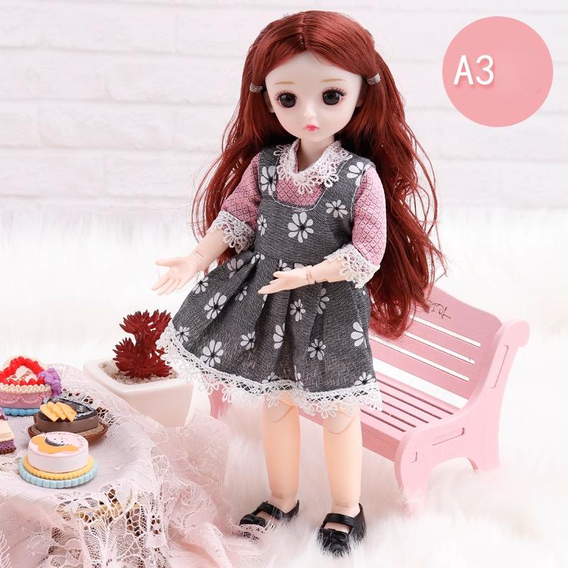 30CM Mini Movable 23Jointed Doll Girls Toy 3D Big Eyes BJD Princess Full Outfits  Dresses  Collection Childrens Doll Gift