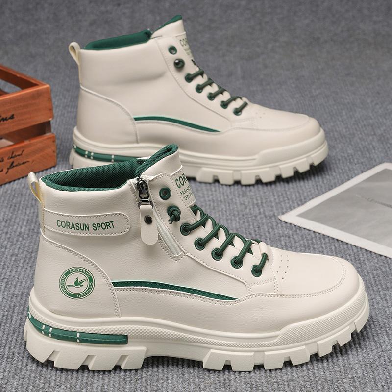 

Нова мода осінь і зима Чоловічі високі чоботи Мартін Студенти Чоловічі хлопчики В тренді Робоче взуття з м’якою підошвою Охорона праці Кросівки Мартін 48 бежевий