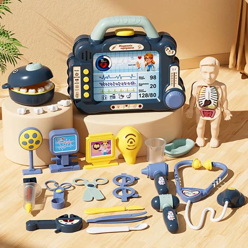 Non-Toxic Kids Pretend Play Dental Play Educational Toy Gift Doctor Toy Set Simulation Nurse Injection Stethoscope Sound Light Medical Kit