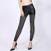 Frauen Skinny Pants Hohl Fischschuppen Shiny Metallic Einfarbig Elastische Taille Damen Rack Band Bühnen Performance Hose Disco