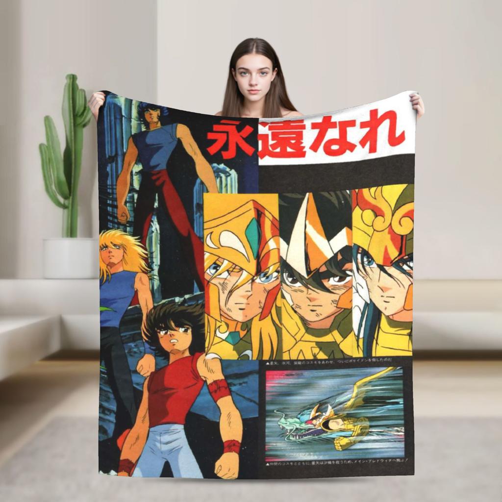 Saint Seiya Anime Blanket Knights of the Zodiac Flannel Novelty Breathable Throw Blanket for Coverlet Winter