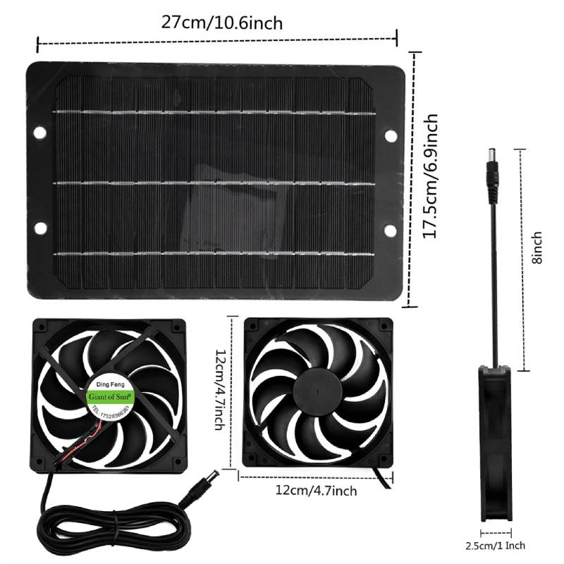 

Солнечный вытяжной вентилятор 10 Вт 12 В, комплект высокоскоростного вентилятора для вентиляции на солнечной панели, солнечный электрический двойной охлаждающий вентилятор для домика для питомцев, курятника