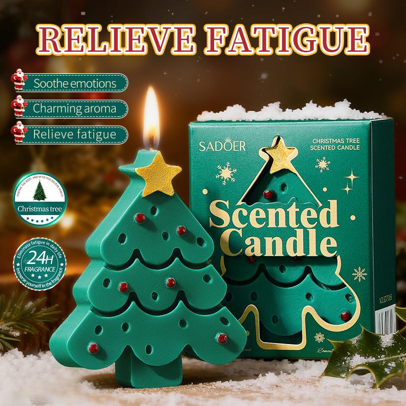 Christmas Tree Scented Candle Holiday Party Atmosphere Decoration Festive Tabletop Green 1 Pack
