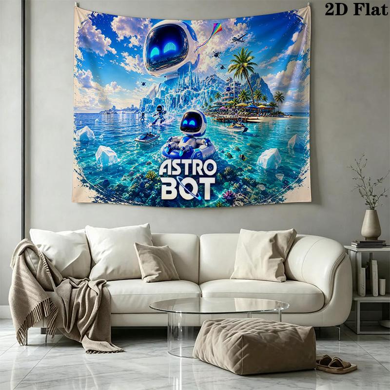 Astro Bot Wandteppich Ästhetische Wandbehang Bedruckter Stoffdecke Dekorative Wandteppiche für Schlafzimmer Wohnzimmer Heimdekoration