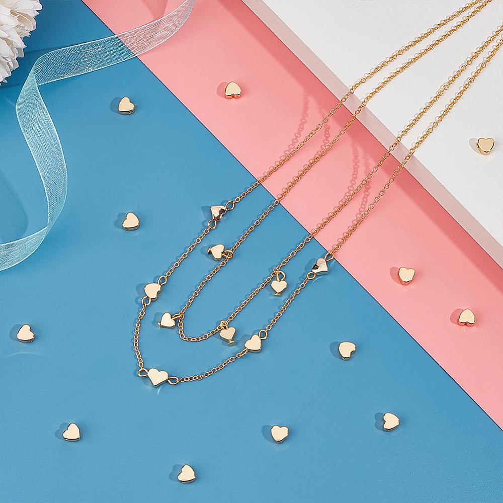 60Pcs Brass Beads, Nickel Free, Heart, Real 18K Gold Plated, 6x3mm, Hole: 1mm