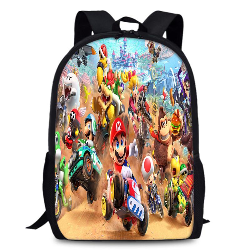 Mario Super Bros School Backpack Large Capacity Oxford Schoolbag Kids Gifts