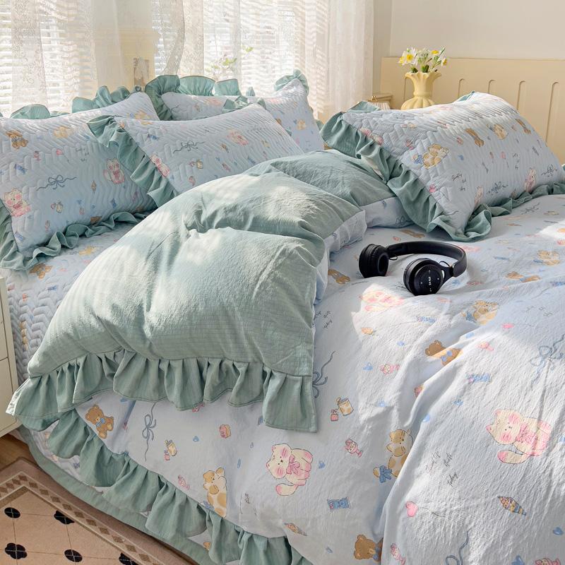 Mei Yun Ge Yun Gan Jacquard Double layer Yarn Bed Cover Han Edition Four piece Set