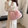 Luxury Furry Shoulder Bag Solid Color Soft Tote Bag Large Capacity Fluffy Clutch Bag
