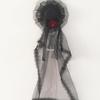 Velo de Encaje de Novia Fantasma de Halloween con Mini Sombrero de Copa de Rosa