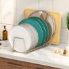Small Dish Drainer Expandable Kitchen Dish Drying Rack Metal Plate Holder with Drip Tray Cupboard Organizer