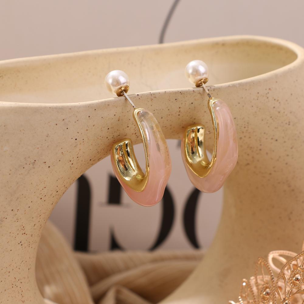 Retro Simple Candy Color Resin Earrings Color U-shaped Earrings Solid Color Earrings Fashion Trend Earrings