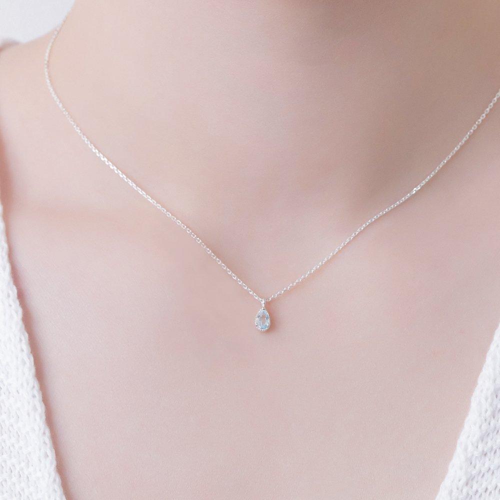 Silver925 Simple Dew Blue Necklace