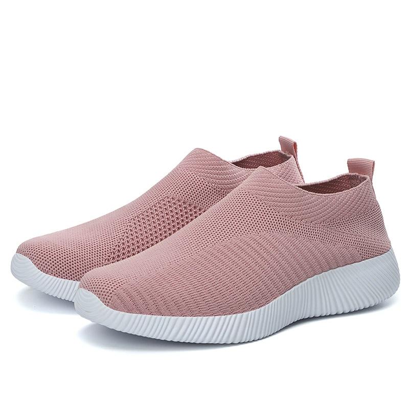 Einfarbige Sneakers für Damen, atmungsaktives Mesh-Gewebe, leichte Outdoor-Laufschuhe mit niedrigem Schaft, Sport-Socken