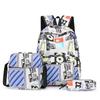 3-piece geometric graffiti Elementary school bags set New high-capacity outdoor travel backpacks student schoolbags kids bookbag