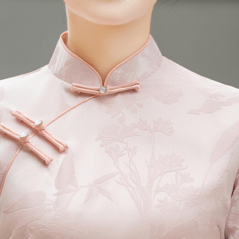 Pink cheongsam summer women's daily young spring and summer temperament retro Republic of China style new Chinese style improved cheongsam