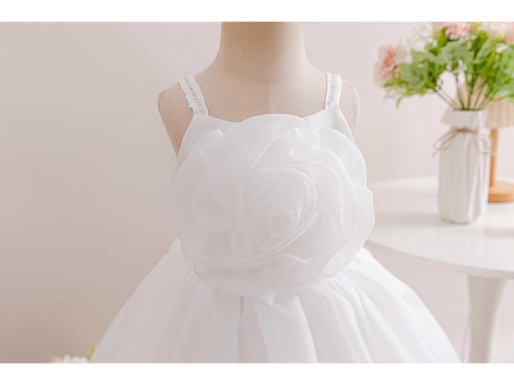 Baby Girl's 1st Birthday Princess Dress with 3D Flowers - Evening Gown & Costume