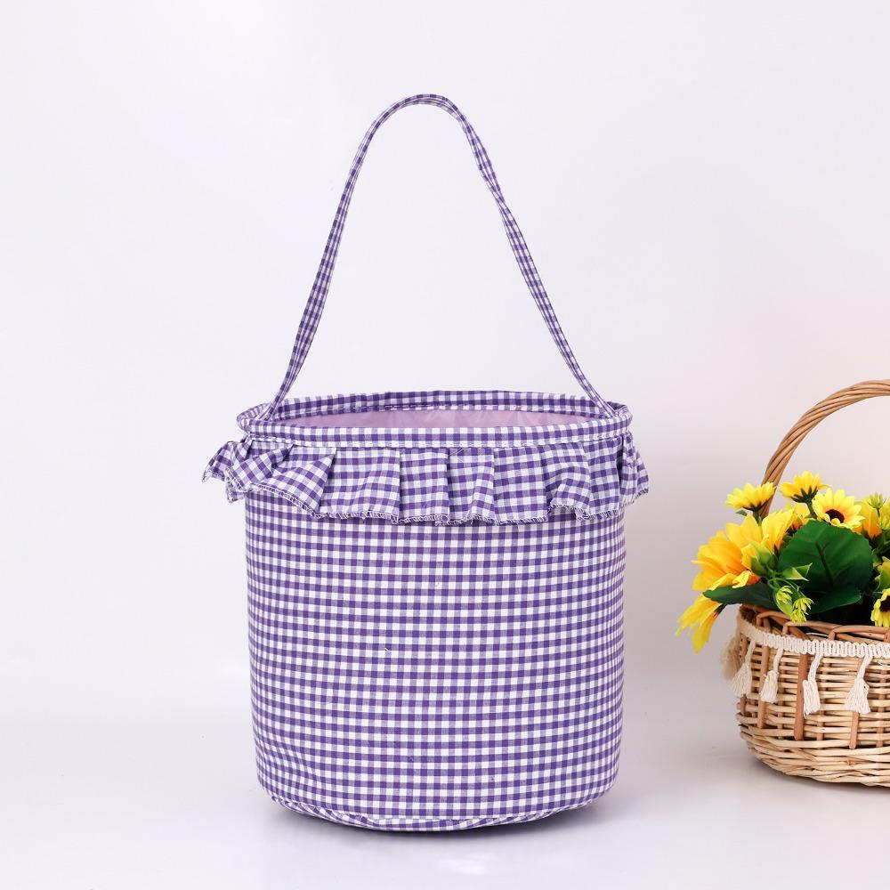 Trick or Treat Halloween Candy Basket Plaid Design Gift Container Treat Bags Large Capacity Tote Bag Style Candy Gift Bucket