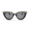 1PC Women's Black Plastic Frame Artificial Diamond Cat Eye Shaped Handsome Sweet Cool Wear Fashion Decoration Glasses Summer Hol