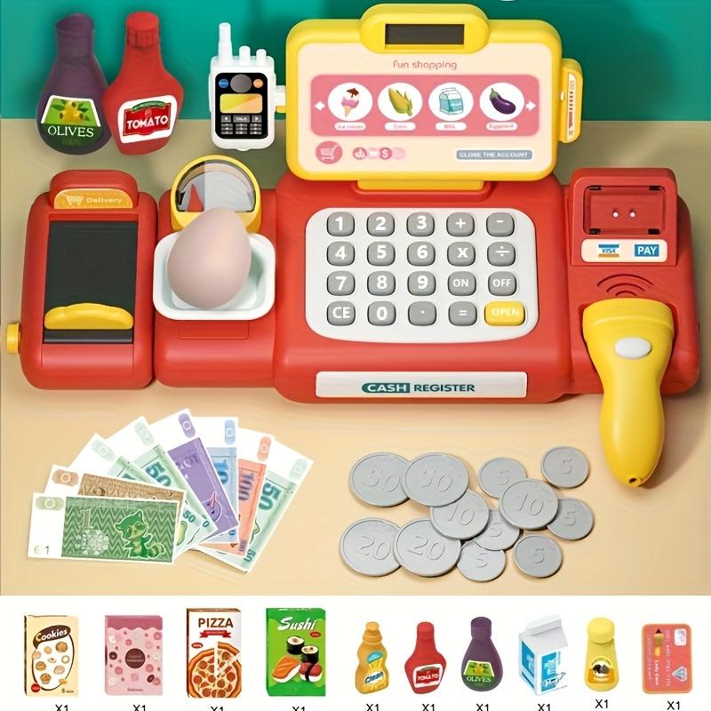 Jeu de caisse enregistreuse de supermarché simulé pour enfants, maison de jeu, magasin d'alimentation éducatif, kit de jeu de rôle avec scanner