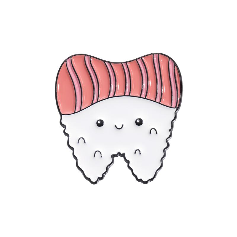 Schützen Sie die Zahngesundheit Emaille-Pins Custom Donut Chip Kuchen Broschen Reversabzeichen Lustiger Schmuck Geschenk für Kinder Freunde