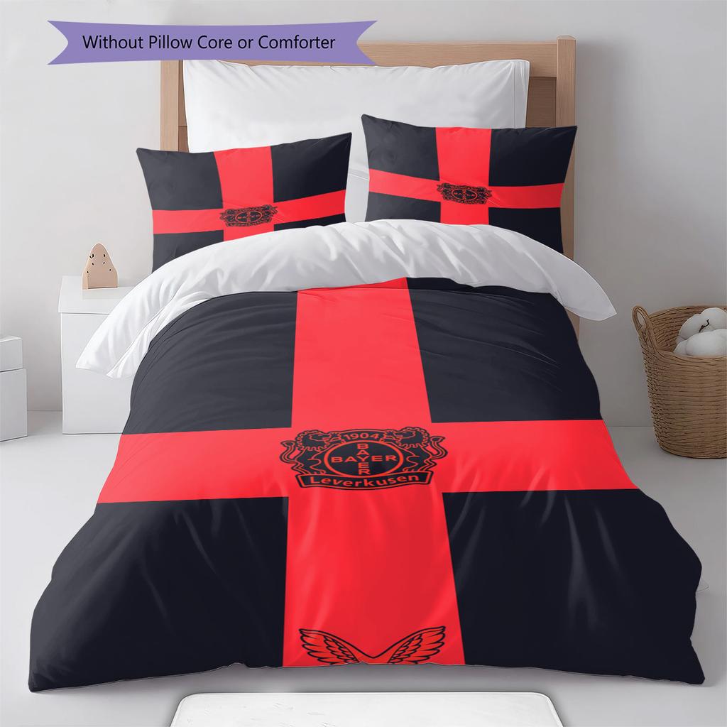Bayer Leverkusen Pattern Bedding Set Quilt Cover Pillowcase Home Decor Gift (1 * Duvet Cover + 2 * Pillowcase, Without Core)
