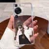 For Huawei P60 Pro Casing Transparent Ultra-thin Clear TPU Silicone Soft Phone Case Luxury Cute Love Rabbit Funny Pattern Cover