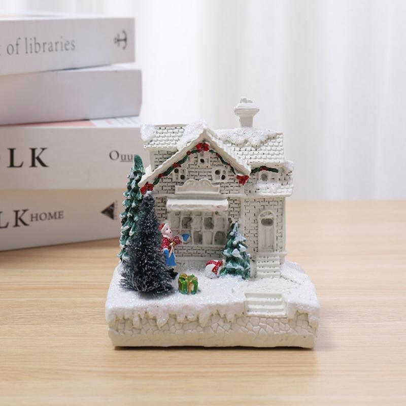 Weihnachts-LED-Häuser, Weihnachtsdekoration für Zuhause, Harz, leuchtendes Schneedorf, kleines Haus, Weihnachtsmann-Ansicht, Weihnachtsgeschenk, Spielzeug für Kinder