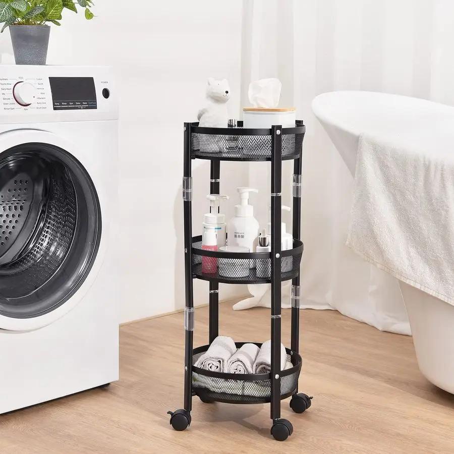 Foldable Rolling Kitchen Storage Cart Multi Layer Snacks Vegetable Basket Organizer with Wheels Mobile Shelf for Home