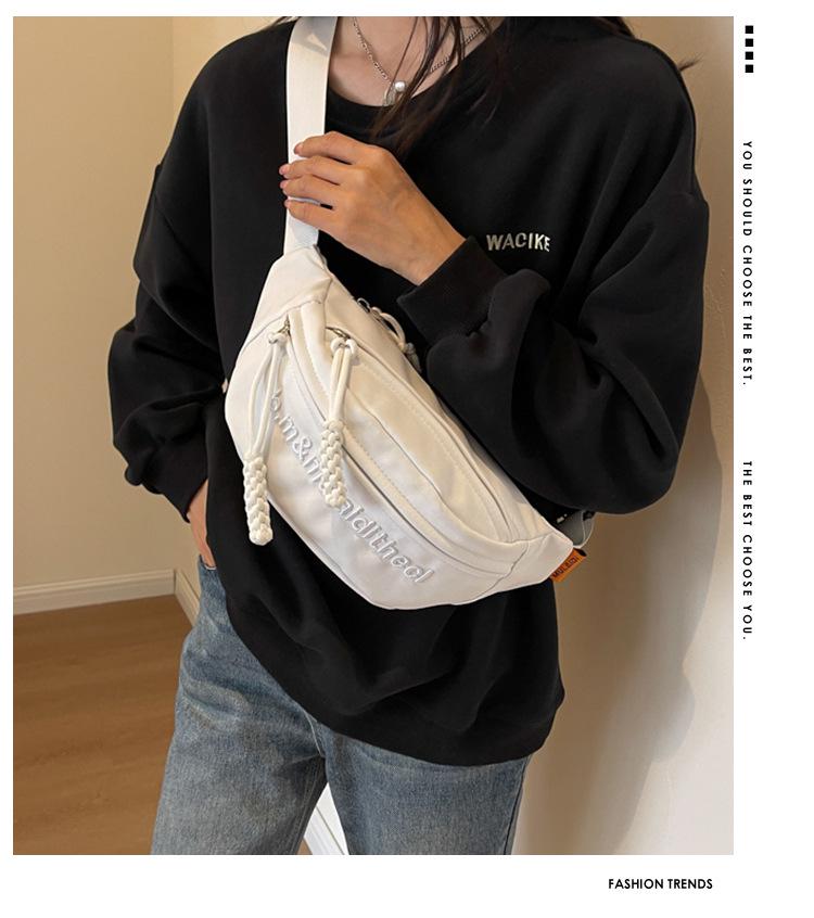 Unisex Embroidered Versatile Crossbody Chest Bag: Trendy & Simple Sports Waist Bag for Students