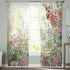 Rose Flower Abstract Tulle Curtains For Living Room Chiffon Voile Sheer Window Curtain For Bedroom