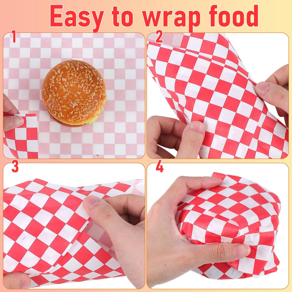 50 Sheets Greaseproof Food Wrap Paper Oil Proof Liners for Sandwiches Cakes Cookies French Fries Picnics Weddings