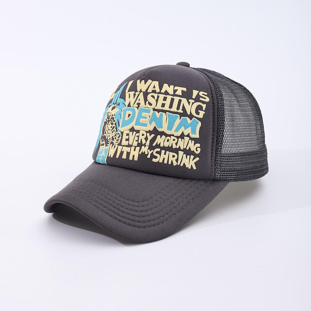 Letter Three-Dimensional Printing Sun Hat, Male And Female Couples Net Hat, Truck Hat, Versatile Breathable Baseball Cap