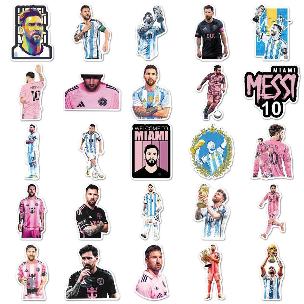 50 Pegatinas de Estrella de Fútbol Messi - Impermeables para Bicicletas, Cuadernos y Decoración de Gota de Resina.