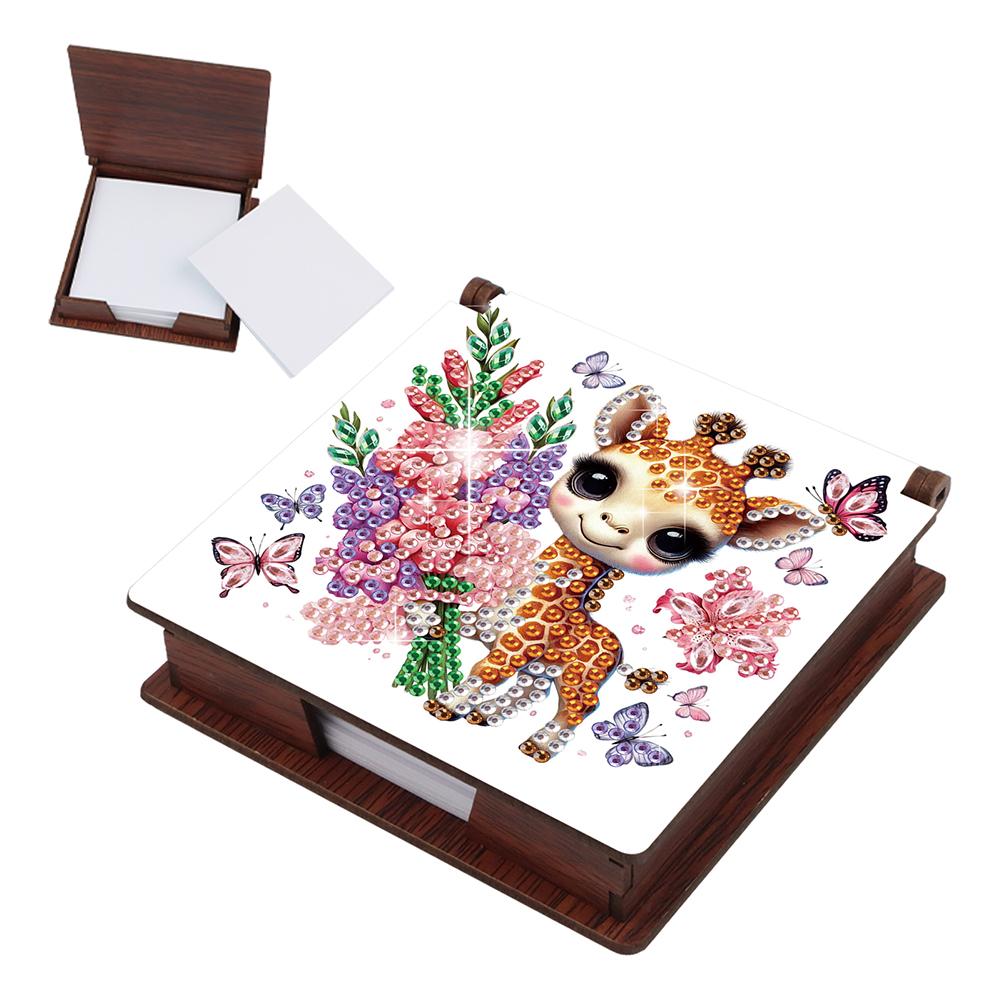 Animals Gem Painting Memo Pad Holder Mosaic Kit Contains 160 Sheets of Paper Rhinestones Post It Dispenser for Adults Beginners