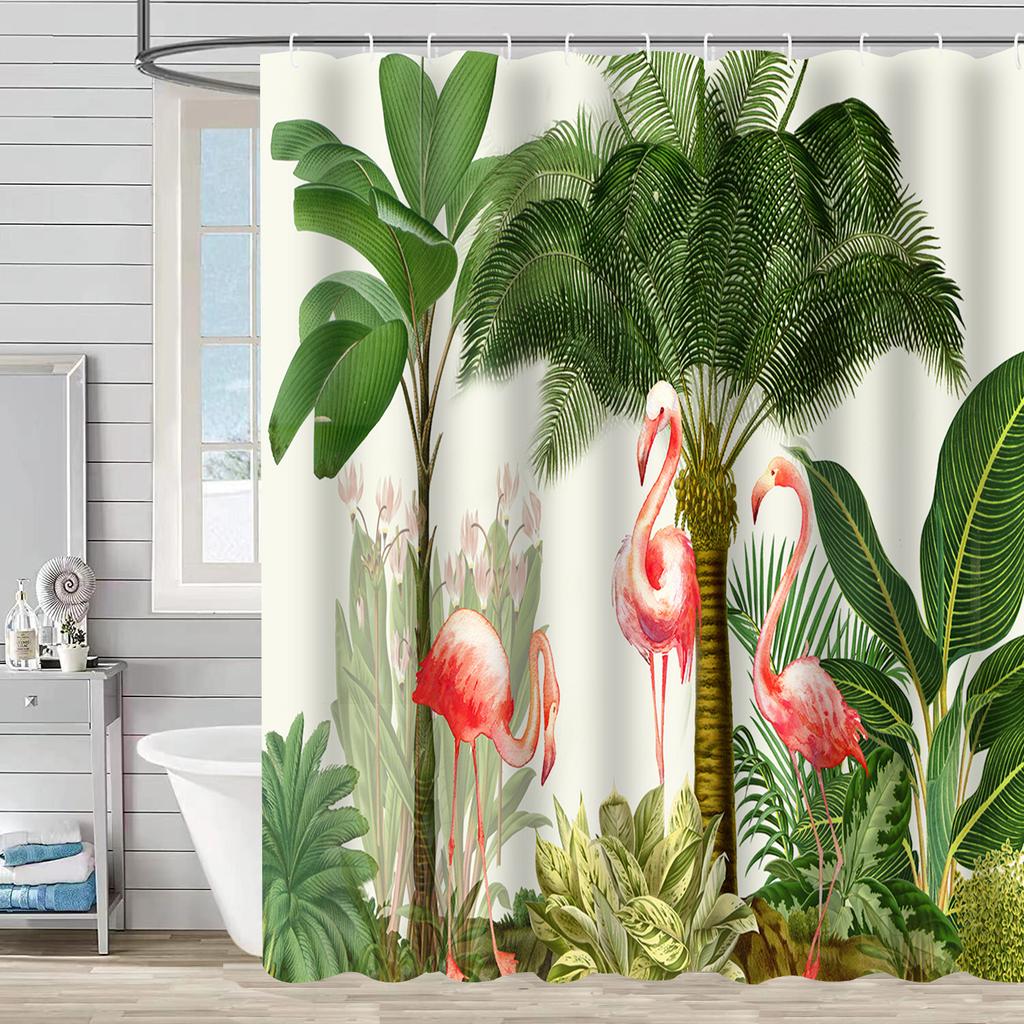Bathroom Waterproof Curtain Digital Printing Tree Branches Bird Shower Curtain Free Punching Toilet Partition Curtain Shower Cloth