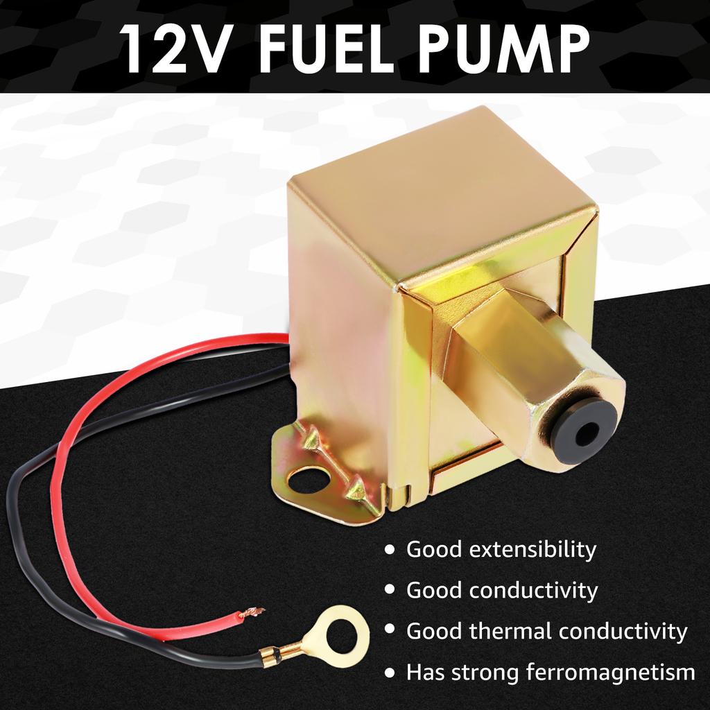 Electric Fuel Pump 12V 4.5-7PSI Universal Gasoline and Diesel  Transfer Pump with 2 Fuel Connectors Metal Electric Fuel Pump