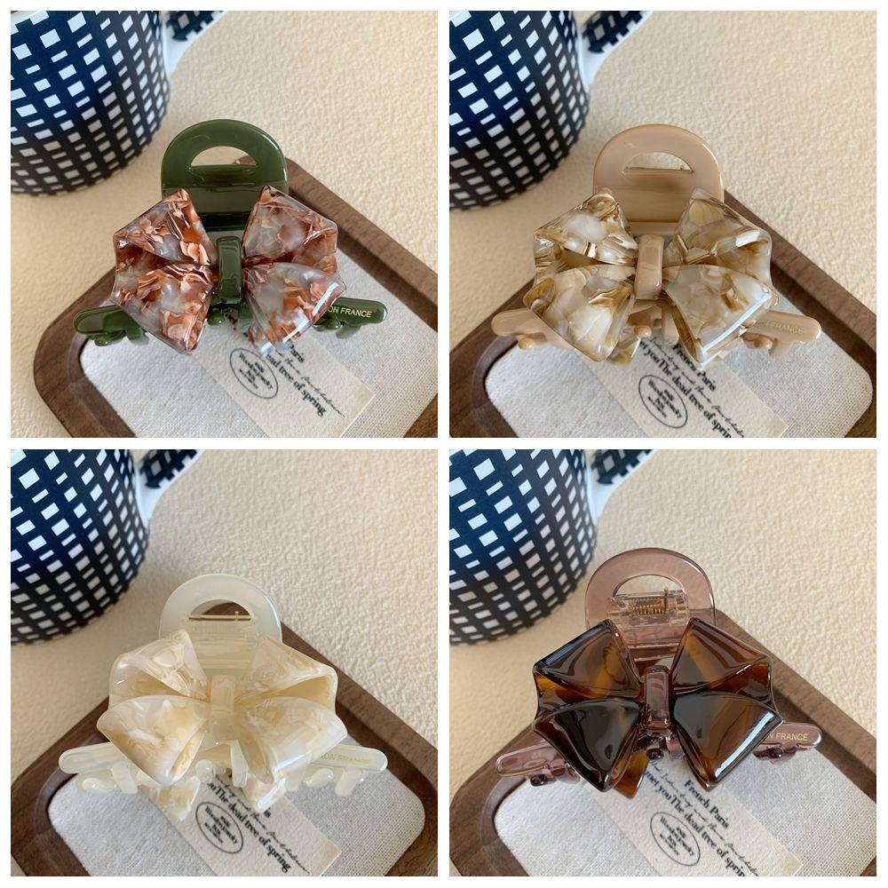 Hair Clip Retro Bow Acetate Hair Claw Jelly Shark Clip Sweet Solid Color Shark Clip  Girls
