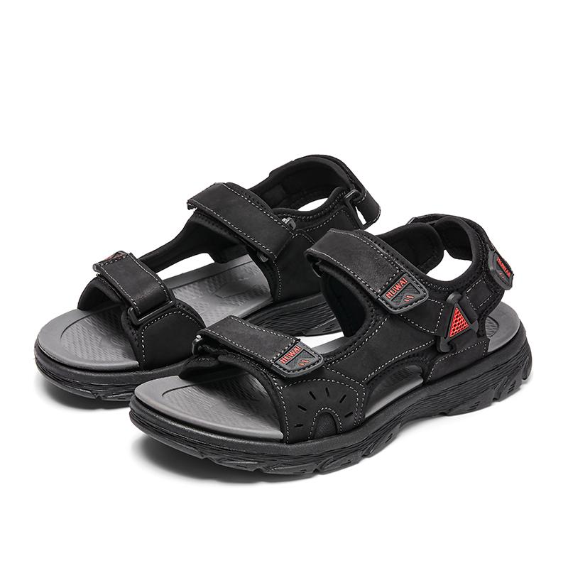 Summer Men's Leather Outdoor  Sport Sandals  Casual Non-Slip Beach Sandals
