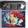 Three Little Cats Vintage Calico Cat Cow Cat Carpet Ceramic Tiles Mosaic Style Living Room Bedroom Carpet Home Decoration Rug