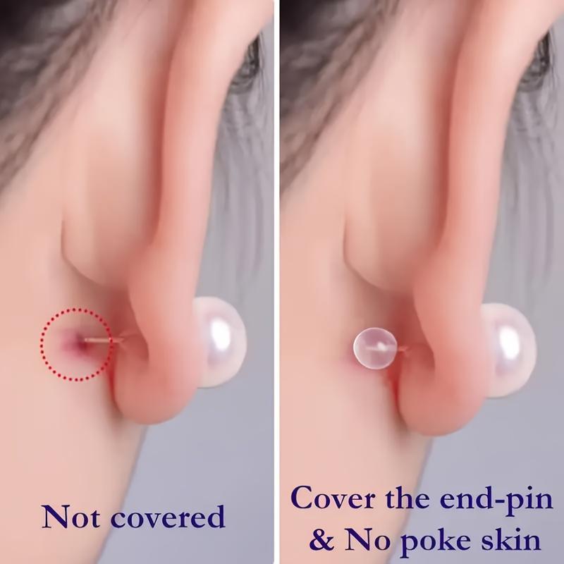 100PCS Comfortable Silicone Stud Earrings Back Buckle, Transparent Round Light Bulb Shape Ear Plug Non-irritating and Hypoallergenic