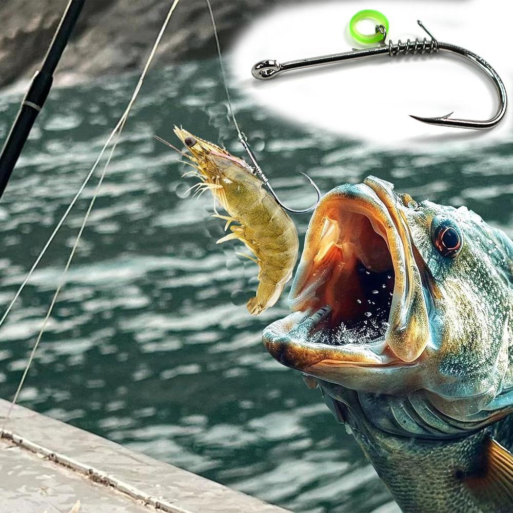 MNFT 5Pcs/Box New Carbon Steel Circle Live Shrimp Fixed Hooks for Carp Lure Fishing for River and Stream Depths