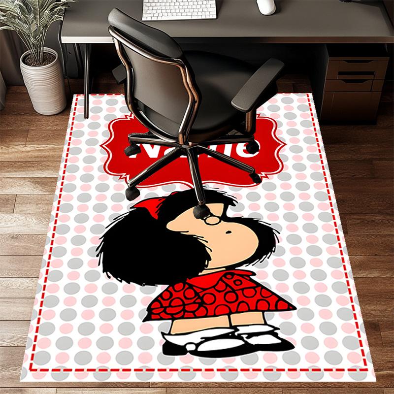 Custom Mafalda Mat Personalized Name, Polyester Washable Indoor Entryway Rug, Gift for Christmas, Easter, Thanksgiving Day