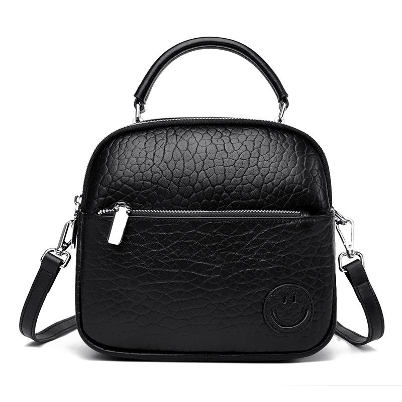 

Женская сумка из натуральной кожи Простая сумка из мягкой кожи Модная сумка из коровьей кожи через плечо чёрный