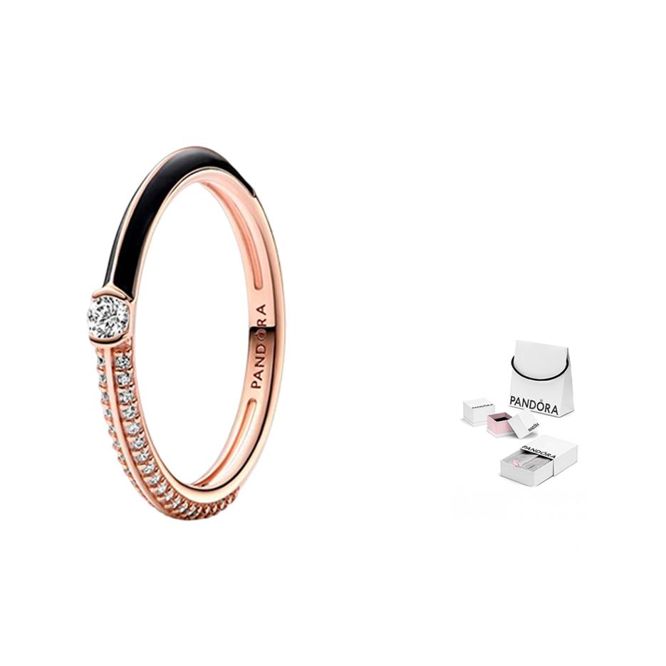 Pandora Me Black And White Duet Pavé Ring Women ring 182528C01 Rose Gold,46