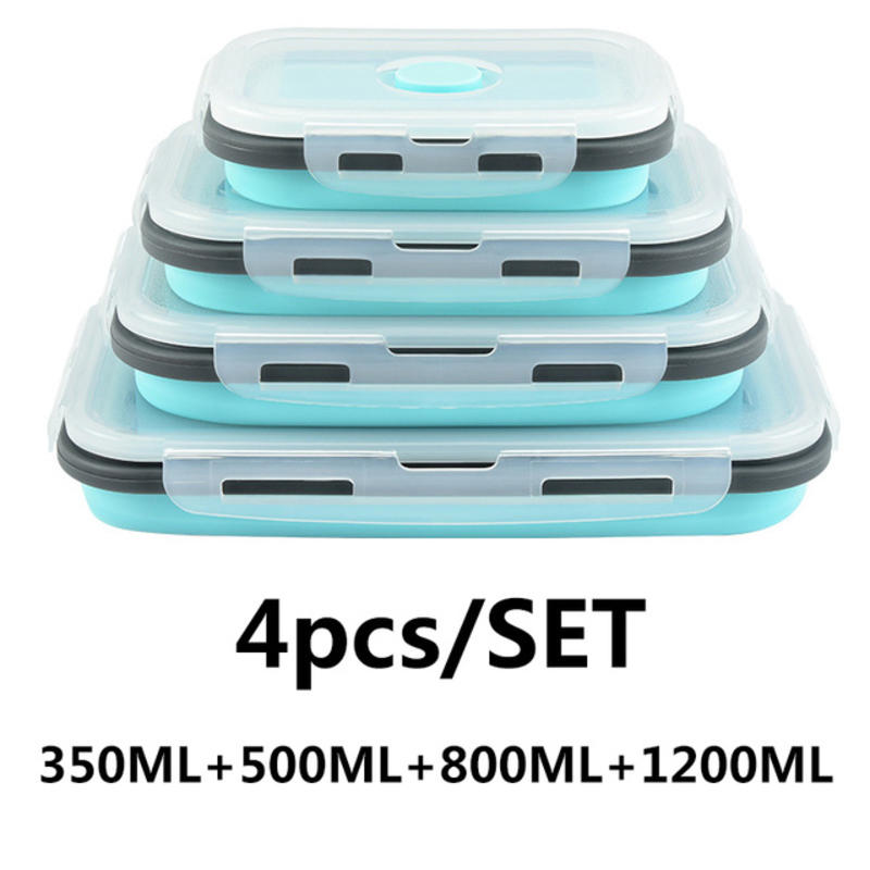 

Environmentally friendly 4 pcs. Silicone Children Colapinsables Portable Fruit Bowl Worm Box Salad Box Lunch Refrigerator Outdoor Picnic | Breakfast B
