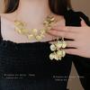 Metal Leaf Chain Pull Necklace European and American Personality Fashion Collarbone Chain Retro Exaggerated Design Jewelry