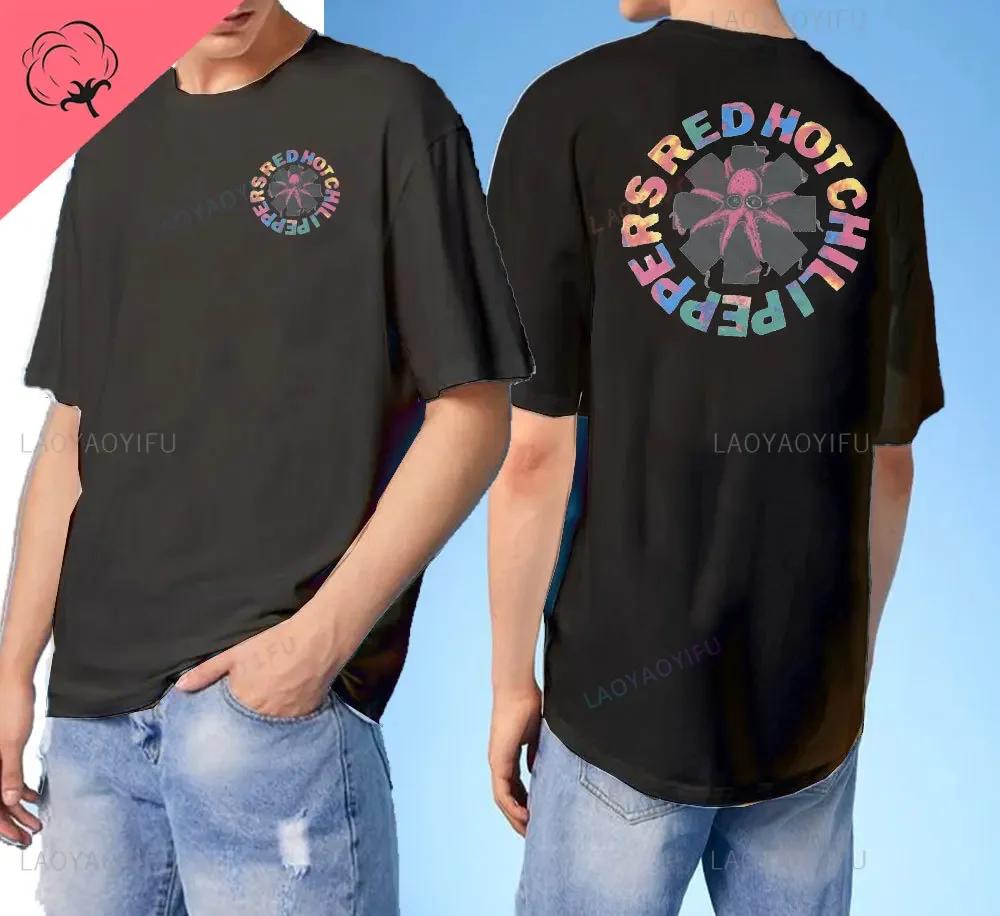 ZheXiong TEE 2024 Nieuwe Aankomst Red Hot Chili Heren T-shirt Peppers Heren Dubbelzijdig Bedrukte T-shirts Hoge Kwaliteit Korte Mouw Tee Harajuku Tops XL