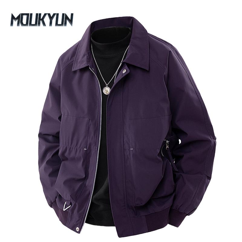 

Мужская куртка-бомбер, осенняя мода, американская лацканная короткая куртка 4XL фиолетовый