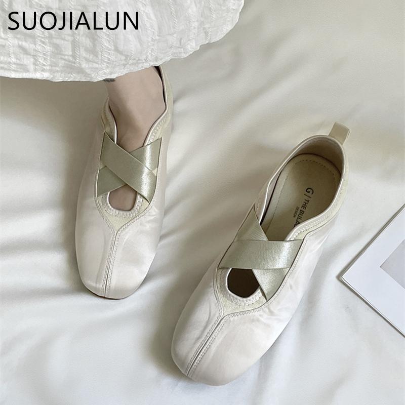 Fashion SUOJIALUN 2025 Spring New Brand Women Flat Shoes Fashion Round Toe Slip On Ladies Elegant Loafer Shoes Soft Flat Heel Boat Shoes